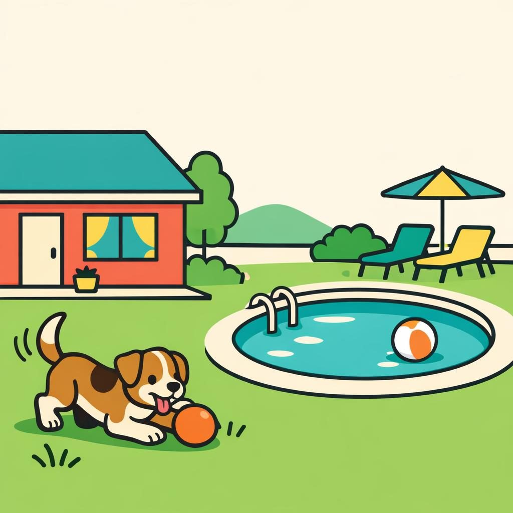 home with new pool and dog